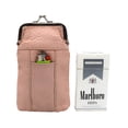 thumbnail image 5 of Genuine Leather Cigarette Case Holder Slim Pack Regular or 100's & Lighter Pocket with Metal Twist Clasp Light Pink, 5 of 6