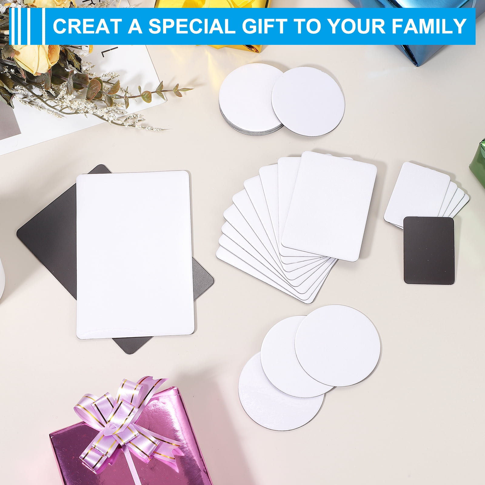 Uxcell 2.2 x 1.6" Sublimation Magnet Blanks, 40 Pcs Sublimation Blanks Products Personalized Refrigerator Magnets for Kitchen Fridge Home Decor, Square