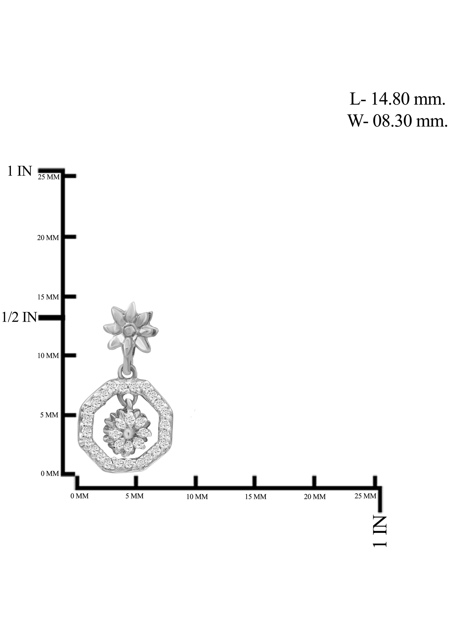 JewelersClub 1/7 Carat T.W. White Diamond Sterling Silver Flower Octagon Huggie Earrings