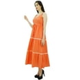 thumbnail image 4 of Bimba Women's Sundress Long Maxi Drawstring Waist Spaghetti Strap Dresses, 4 of 9