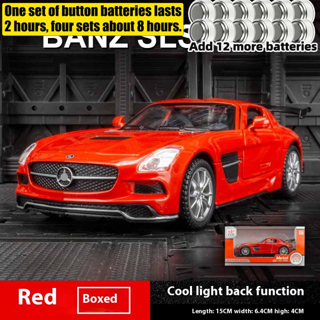 Diecast 1:32 Mercedes Benz SLS AMG Alloy Super Sports Car Model Simulation Sound And Light Toy Holiday Gift For Friends Collect AG13 Red Box