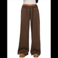 thumbnail image 1 of Pantalones Deportivos de Pierna para Mujer, Cintura Alta, Holgados, con Cordón Interior y Pierna Recta. Café XS, 1 of 10