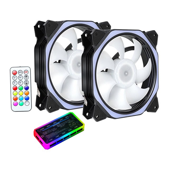 Ventiladores de carcasa RGB, ventiladores de ordenador de refrigeración silenciosa de 120mm, controlador de sincronización/RC de placa base - Conjunto B Sunnimix ventiladores rgb ventilador de caja de 120 mm