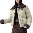 thumbnail image 6 of Oksale Cropped Puffer Jackets for Women Casual Lapel Quilted Outerwear Comfort Long Sleeve Overcoats for Winter 2025 White M, 6 of 8