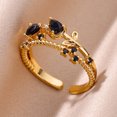 thumbnail image 1 of Gold Color Stainless Steel Ring for Women Colorful Cubic Zircon Heart Opening Adjustable Ring Fashion Jewelry Wedding Gift, 1 of 5