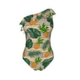 thumbnail image 4 of Yiaed Pineapples Palm Leaves Print Women One Piece Swimsuits Tummy Control One Shoulder Bathing Suits Pattern Ruffle Swimwear-XX-Large, 4 of 8