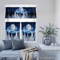 thumbnail image 6 of Kitchen Window Curtains Valance and Tier Set, Winter Whiter Trees Rod Pocket Tier Curtain Valance Set, Abstract Moon Landscapes Light Filtering Cafe Curtains for Bedroom Living Room, 6 of 9