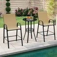 thumbnail image 4 of Costway 2 PCS Outdoor Bar Stools 29" Fabric Bar Height Stools with Armrests & Footrest Beige, 4 of 10