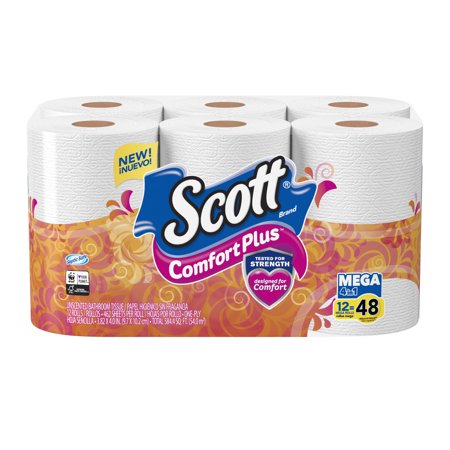 - Scott ComfortPlus Toilet Paper, 12 Mega Rolls (=48 Regular Rolls)