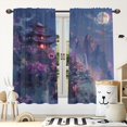 thumbnail image 4 of Japanese Anime Blackout Curtains for Kid Girls Boys Bedroom, Ncient Temple Purple Plum Blossoms Rod Pocket Curtains for Bedroom Living Room, W84 x L84 Inch, 4 of 6