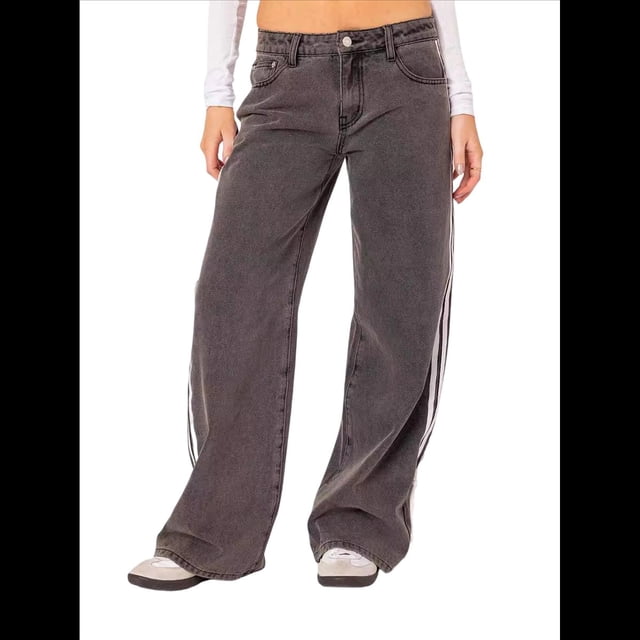 Vaqueros Holgados de Pierna con Corte Lateral para Mujer Café XL