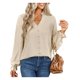 thumbnail image 3 of VISgogo - Blusa informal de manga larga con cuello en V para mujer, color sólido, para primavera y otoño VISgogo moda, 3 of 9