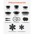 thumbnail image 2 of VEVOR 17 Piece Pots and Pans Set Granite Nonstick Kitchen Cookware Induction Black, 2 of 9