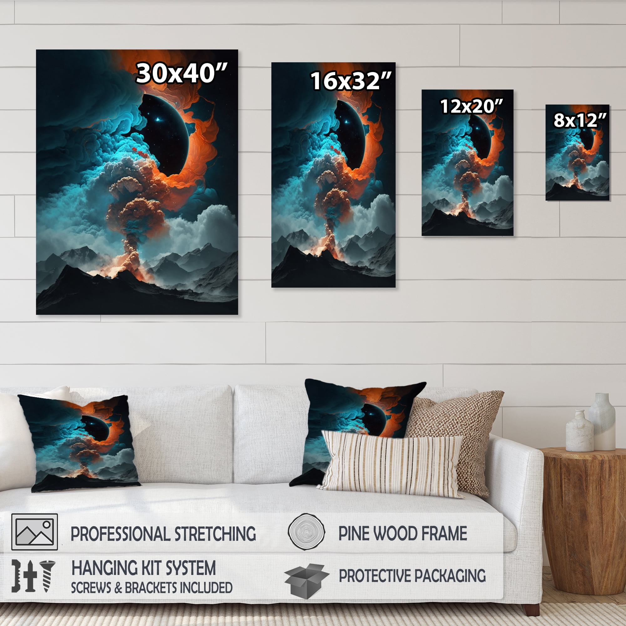 Designart Futuristic Landscape Clouds II Canvas Wall Art