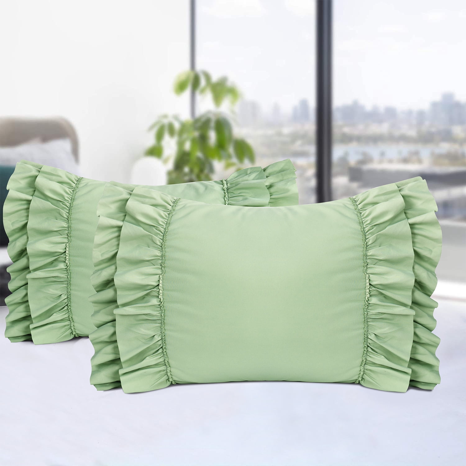 Set of 2 Classic Ruffle Decorative Pillow Shams