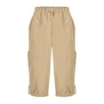 thumbnail image 7 of Capri Pants for Women Summer Casual Elastic High Waist Rolled Up Straight Leg Cropped Cargo Pants, 7 of 7