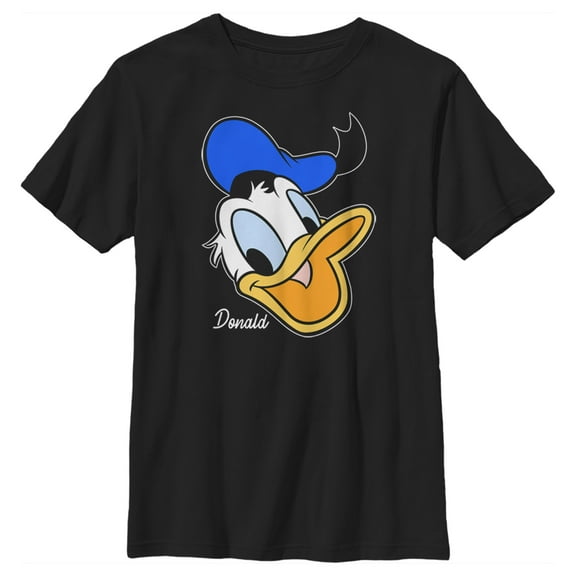 Boy's Mickey & Friends Donald Duck Big Face Graphic Tee Black Medium