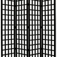 thumbnail image 3 of Wooden 4 Panel Foldable Window Pane Screen with Grid Design, Black, 3 of 4