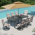 thumbnail image 6 of Pellebant 94" Aluminum Outdoor Dining Table for 10, All-Weather Rectangle Patio Table with Umbrella Hole for Backyard, Lawn, Garden and Poolside, Glossy Black, 6 of 8
