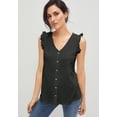 thumbnail image 3 of Ellos Women's Button-Front Ruffle Sleeve Tank, 3 of 3