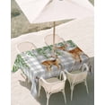 thumbnail image 3 of 54x80 Inch Outdoor Tablecloth with Umbrella Hole Zipper Rectangle Spring Botanical Rectangular Tablecloths Outside Waterproof Green Leaves Deers Birds Flowers Gray Plaid Patio Table Cover for Picnic, 3 of 8