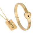 thumbnail image 1 of Valentine's Necklace and Bracelet Set Lock & Key Matching Jewelry Set for Couple, 1 of 8