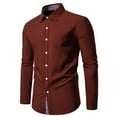 thumbnail image 1 of Blusa y camisa de manga larga con cuello vuelto para hombre, informal, con botones y retazos, de poliéster., 1 of 4