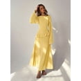 thumbnail image 3 of Light Yellow Womens Off-Shoulder Flare Sleeve Ruffle Peplum Waist Maxi Dress, 3 of 8