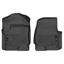 Husky Weatherbeater Floor Mats Fit 2017-2025 Ford F-250/F-350/F-450 Crew/SuperCab w/ Vinyl, Flat-Fold or Non-Flat Storage Front Black 2 Pc