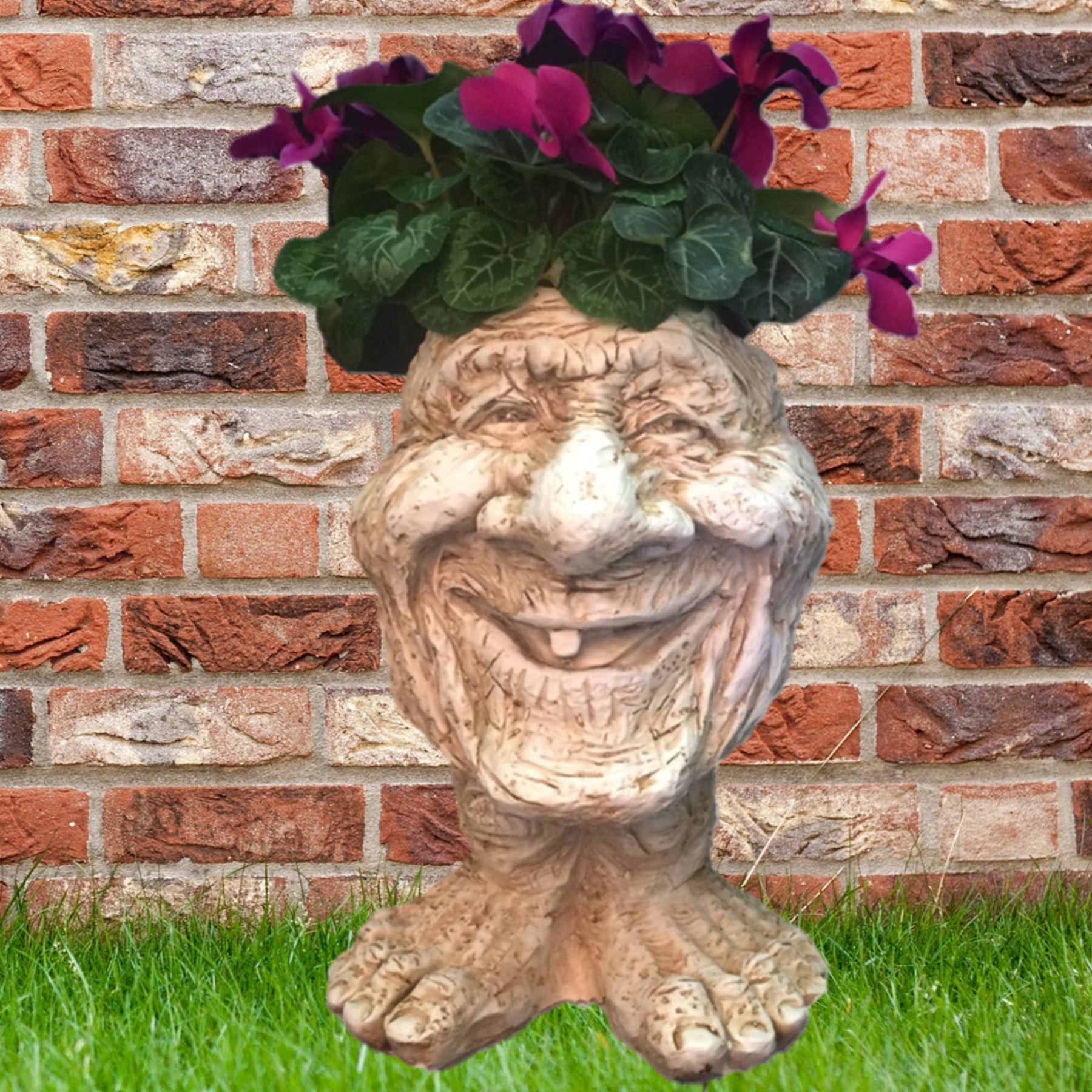 Homestyles 12 in. Great Grandpa Ace Muggly Face Garden Statue Planter Holds 4 in. Pot