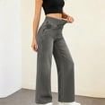 thumbnail image 5 of HAJWOH Women's Summer High Waisted Stretch Loose Fit Wide Leg Jeans Elastic Waist Denim Pants Straight Leg Trousers, 5 of 5