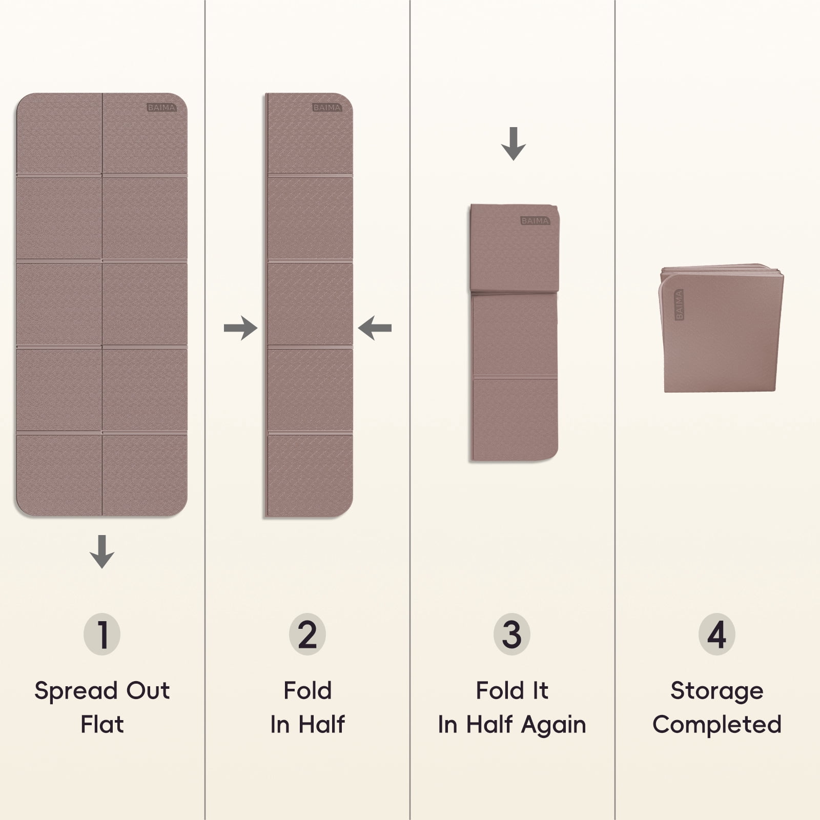 BAIMA Large Yoga Mat Thick Extra Wide and Long , Foldable Portable Travel Square Mats(Brown+Apricot)