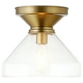 thumbnail image 2 of Evelyn&Zoe 12" Brushed Brass Metal/Glass Semi Flush Mount, 2 of 6