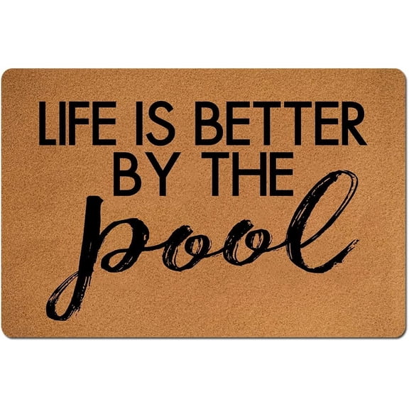 Life is Better by The Pool Mats for Front Door Entry Front Porch Doormat Non-Slip Carpet Rugs Floor Mat Decorative for Home Bathroom Kitchen Indoor 16x24 Inch