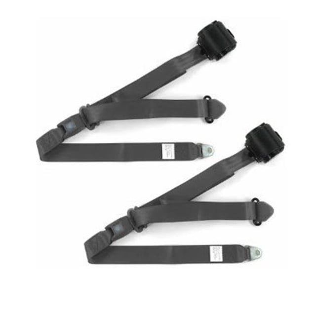 Standard 3 Point Charcoal Retractable Bucket Seat Belt Kit with Bracketry for 1971-1976 Chevy Impala - 2 Belts