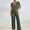 Army Green, variant on ZZwxWA 2 Piece Lounge Set Women Casual Ribbed Knit Pajama Set Short Sleeve Tops and Pants Set Loose Comfy Loungewear Sets Solid Color