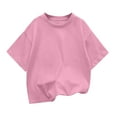 thumbnail image 4 of Gubotare Girl Shirts Short Sleeve Shirts Basic Going Out Tops Slim Fit Crop Tops 2024 Clothes Size 11T 12T (Pink,11-12 Years), 4 of 4