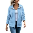 thumbnail image 6 of HappyYEE Women’s Lapel Zip Jacket - Drawstring Long Sleeve Coat Tops with Pockets - Loose Fall Daily Casual Outerwear, 6 of 9