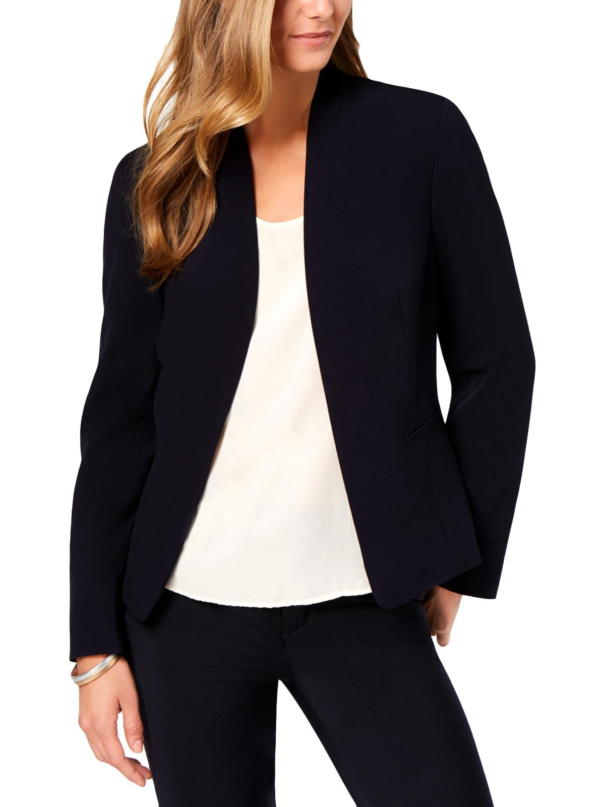 Nine West Womens Open Front Professional Blazer Navy Xl