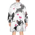 thumbnail image 2 of Pug and Love Heart Wearable Oversized Blanket,Wearable Blanket Hoodie for Adults,Cozy Hooded Blankets with Super Pockets,Super Warm Fuzzy Pullover for Women & Men, 2 of 6