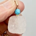 thumbnail image 6 of White Druzy Quartz and Turquoise 20mm Square Coin14kgf Pendant | 1 1/4" Long |, 6 of 10