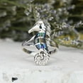 thumbnail image 2 of Charming Tropical Seahorse Inlay Abalone Shell .925 Silver Band Ring for Female Anniversary Size -7, 2 of 6