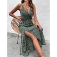 thumbnail image 6 of Women's Bohemian Wrap Boho Maxi Dress - Sleeveless V-Neck with Cut-Out and High Slit by Estella's, 6 of 6