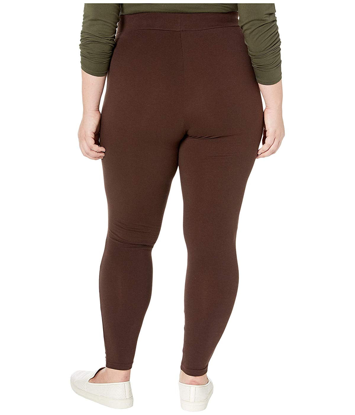 Hue HUE Plus Size Wide Waistband Blackout Cotton Leggings Espresso