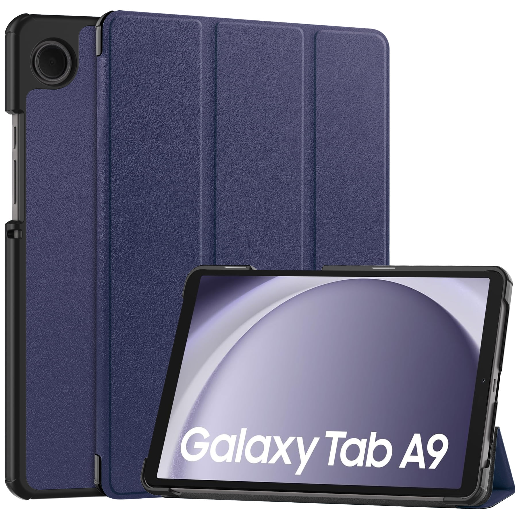 ELEHOLD Leather Protective Case for Samsung Galaxy Tab A9 2023 Adjustable Kickstand Magnetic Trifold Folio Slim Shockproof Case for Samsung Galaxy Tab A9 8.7 Inch Tablet,Deep Blue