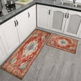 thumbnail image 3 of 2 Piece Bohemian Orange Ethnic Retro Carpet Rug Kitchen Rug Set, Decor Kitchen Rugs, Absorbent Non-Slip Washable Floor Mats, Home Indoor Runner Rugs 17"x47"+17"x30", 3 of 7