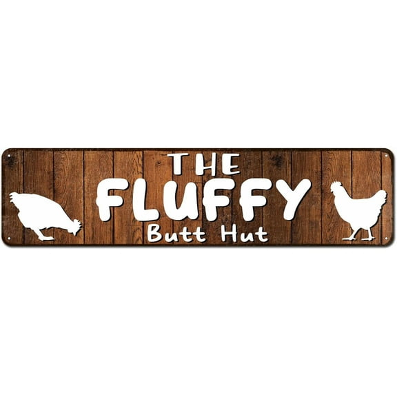 The Fluffy Butt Hut Chicken Sign 4"x16" - | Chicken Coop Accessories for Chicken Feeder - Chicken Gifts for Chicken Lovers | Funny Chicken Decor Signs for Chicken Nesting Box