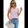 thumbnail image 3 of Womens Dressy Casual Shirts Short Sleeve V Neck Work Blouse Business Casual Summer Tops 2025 Light Pink S, 3 of 7