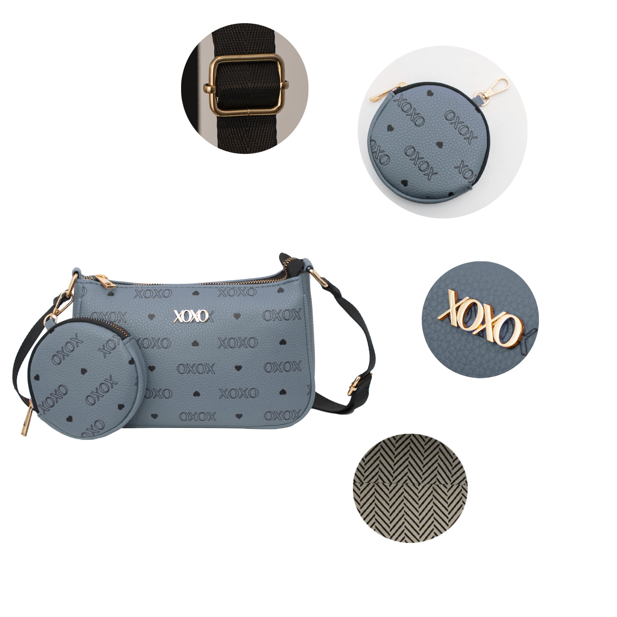 XOXO Medium Blue Urban Heart Cross Body Everyday Handbag