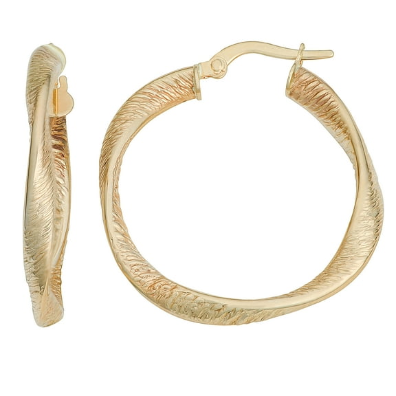 KoolJewelry 10k Yellow Gold 3.35x25mm Twisted Hoop Earrings